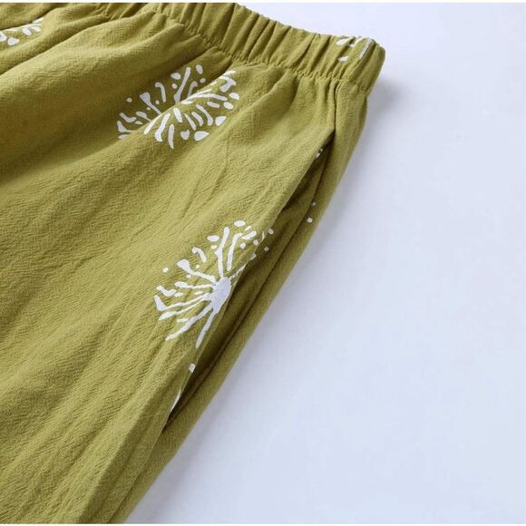 HOTYD Cotton Linen Pants Casual Summer Capri Pants for Women Baggy Elastic Waist - Picture 3 of 7